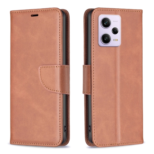 

For Xiaomi Redmi Note 12 Pro+ Global Lambskin Texture Leather Phone Case(Brown)