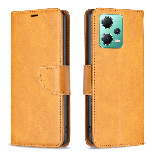 

For Xiaomi Redmi Note 12 Global Lambskin Texture Leather Phone Case(Yellow)