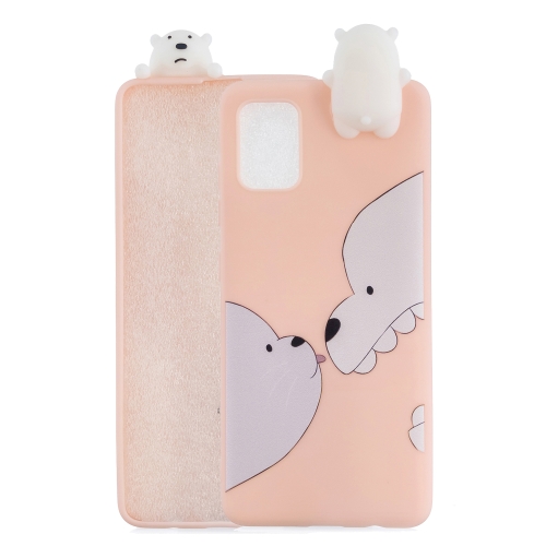 

For Galaxy A51 Shockproof Colored Painted Lying Cartoon TPU Protective Case(Big White Bear)