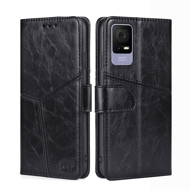

For TCL 405 / 406 / 408 Geometric Stitching Horizontal Flip Leather Phone Case(Black)
