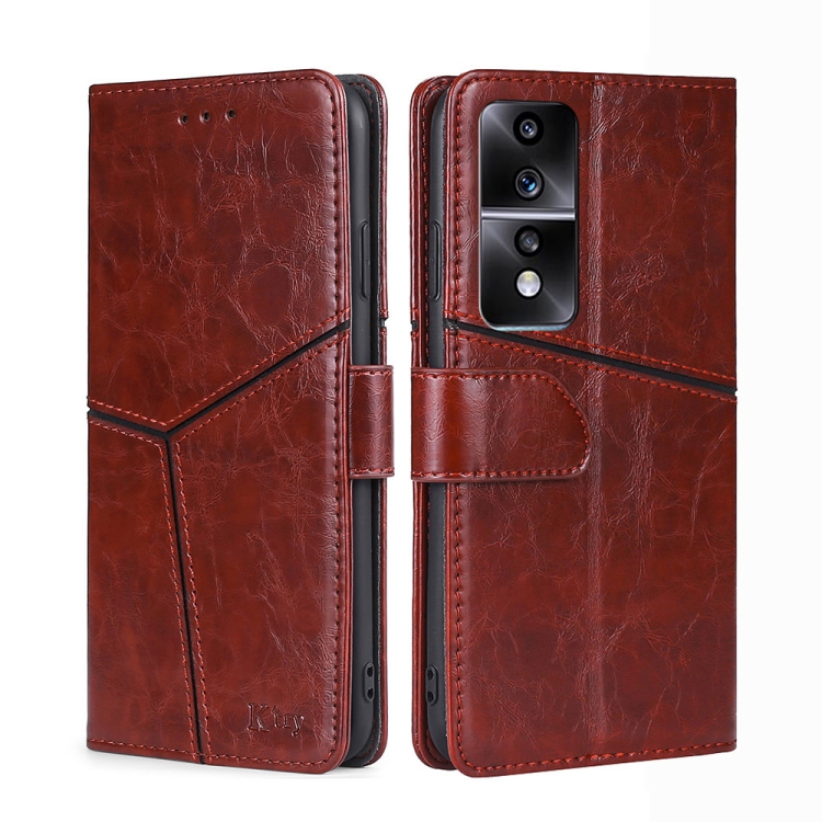

For Honor 80 GT Geometric Stitching Horizontal Flip Leather Phone Case(Dark Brown)