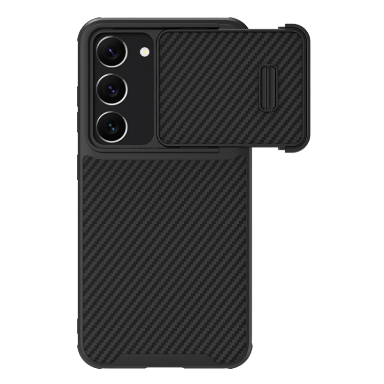 

For Samsung Galaxy S23+ 5G NILLKIN Synthetic Fiber Camshield Phone Case(Black)