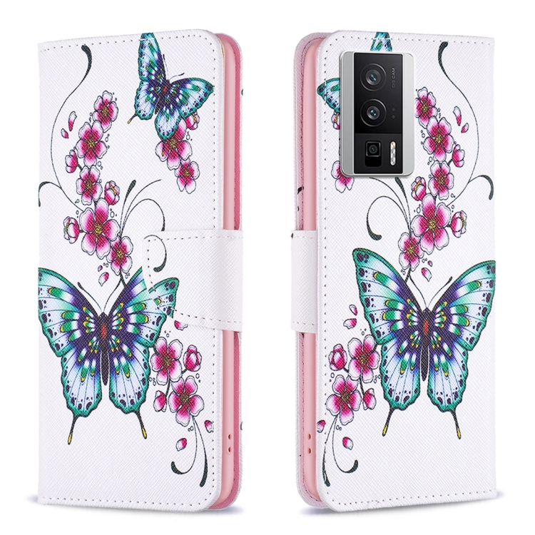 

For Xiaomi Redmi K60 / K60 Pro Colored Drawing Pattern Leather Phone Case(Flowers Butterfly)