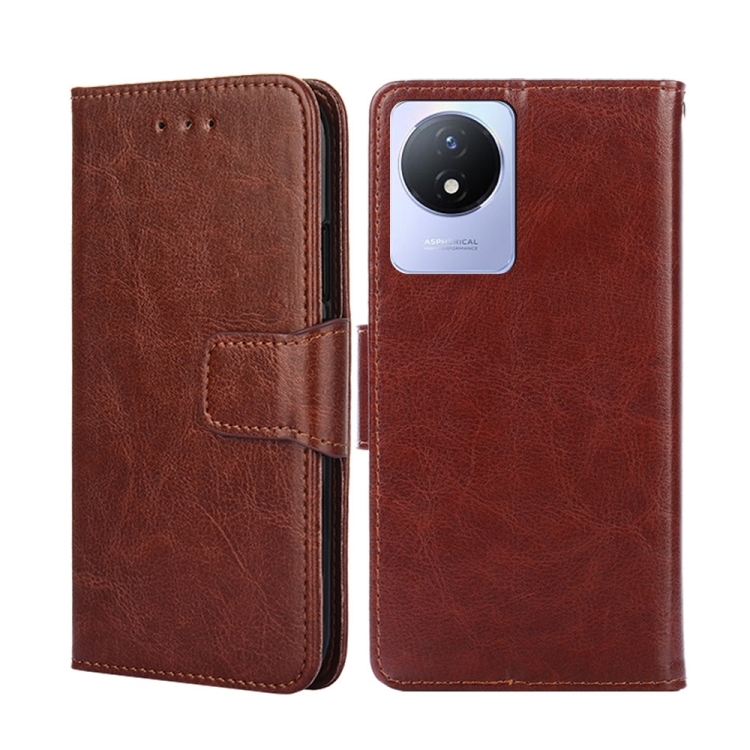 

For vivo Y02 4G Crystal Texture Leather Phone Case(Brown)
