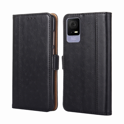 

For TCL 405 / 406 / 408 Ostrich Texture Horizontal Flip Leather Phone Case(Black)