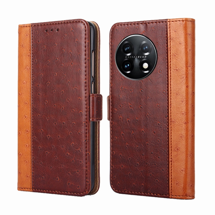 

For OnePlus 11 Ostrich Texture Horizontal Flip Leather Phone Case(Brown)