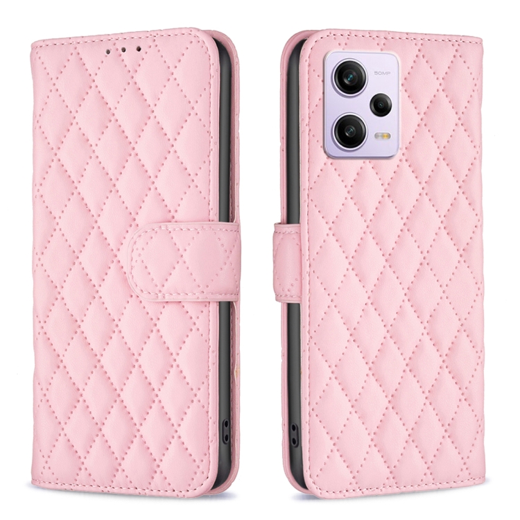 

For Xiaomi Redmi Note 12 Pro Global Diamond Lattice Wallet Leather Flip Phone Case(Pink)