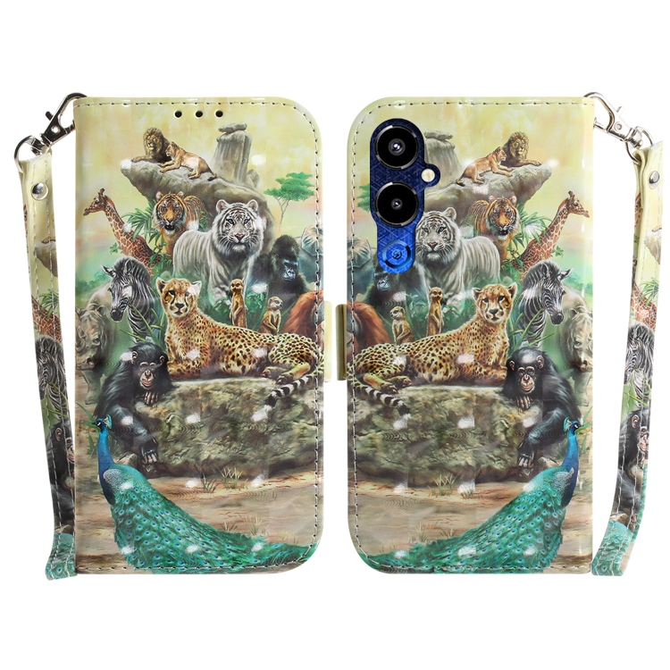 

For Tecno Pova 4 Pro 3D Colored Pattern Flip Leather Phone Case(Zoo)
