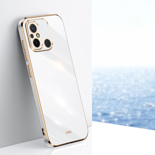 

For Xiaomi Redmi 12C 4G XINLI Straight Edge 6D Electroplate TPU Phone Case(White)