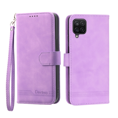 

For Samsung Galaxy A12 5G Dierfeng Dream Line TPU + PU Leather Phone Case(Purple)