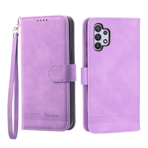 

For Samsung Galaxy A32 5G Dierfeng Dream Line TPU + PU Leather Phone Case(Purple)