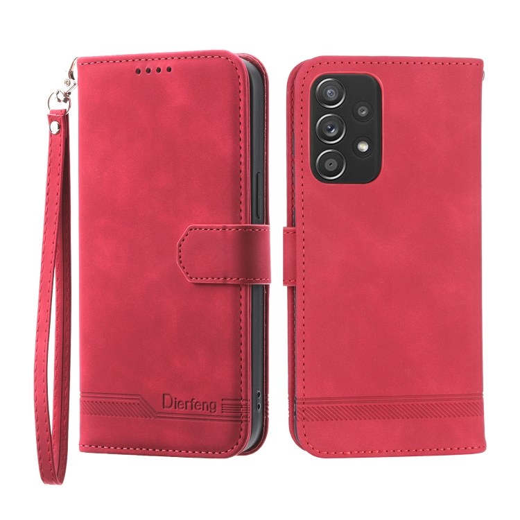 

For Samsung Galaxy A52 5G / 4G Dierfeng Dream Line TPU + PU Leather Phone Case(Red)