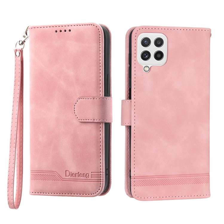 

For Samsung Galaxy A22 4G Dierfeng Dream Line TPU + PU Leather Phone Case(Pink)
