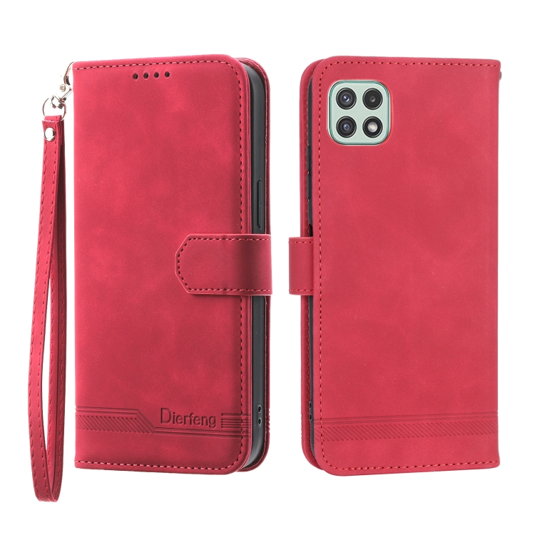 

For Samsung Galaxy A22 5G Dierfeng Dream Line TPU + PU Leather Phone Case(Red)
