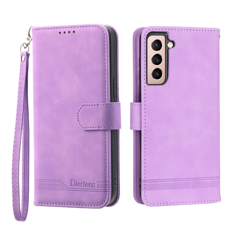 

For Samsung Galaxy S21 5G Dierfeng Dream Line TPU + PU Leather Phone Case(Purple)