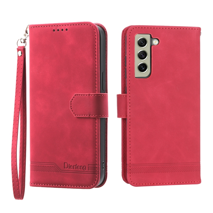 

For Samsung Galaxy S21 FE 5G Dierfeng Dream Line TPU + PU Leather Phone Case(Red)