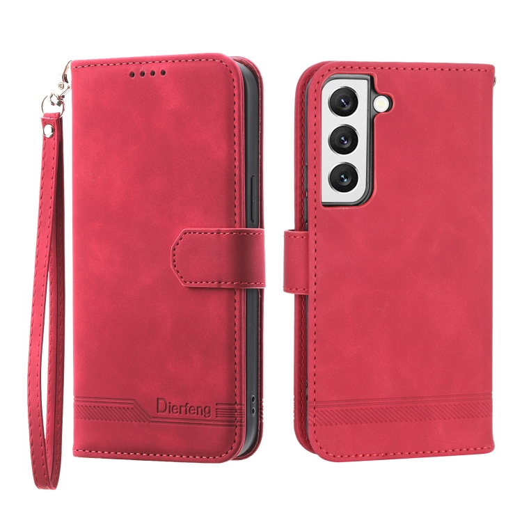 

For Samsung Galaxy S22 5G Dierfeng Dream Line TPU + PU Leather Phone Case(Red)