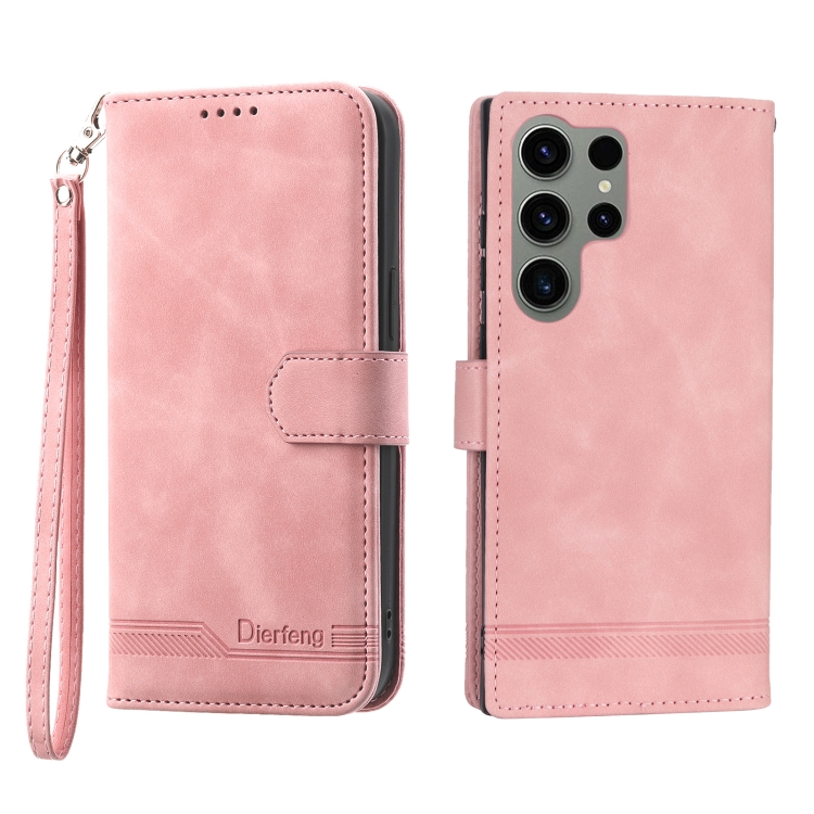 

For Samsung Galaxy S23 Ultra 5G Dierfeng Dream Line TPU + PU Leather Phone Case(Pink)
