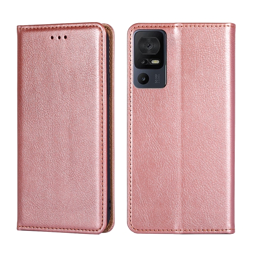 

For TCL 40 SE Gloss Oil Solid Color Magnetic Leather Phone Case(Rose Gold)