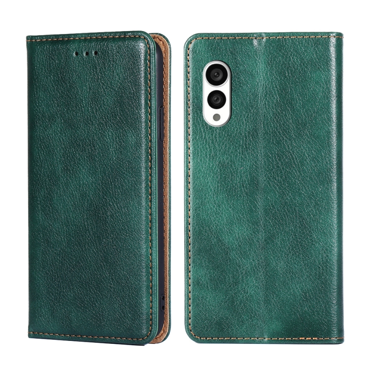 

For Fujitsu Arrows N F-51C Gloss Oil Solid Color Magnetic Leather Phone Case(Green)