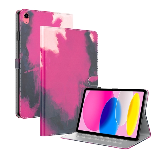 

For iPad 10th Gen 10.9 2022 Watercolor Pattern Flip Leather Tablet Case(Berry Color)