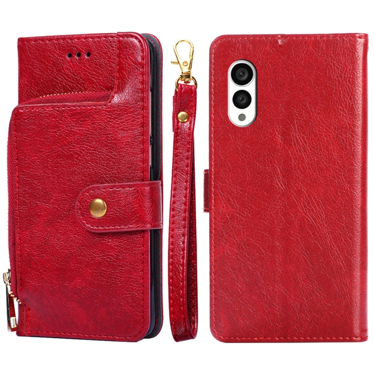 

For Fujitsu Arrows N F-51C Zipper Bag Leather Phone Case(Red)