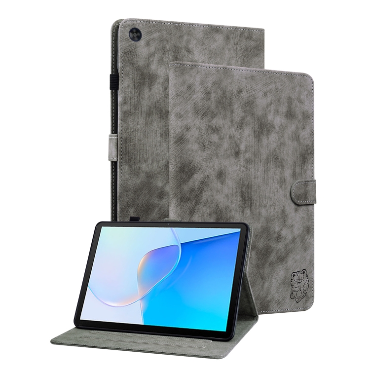 

For Huawei MatePad SE Tiger Pattern Flip Leather Tablet Case(Grey)