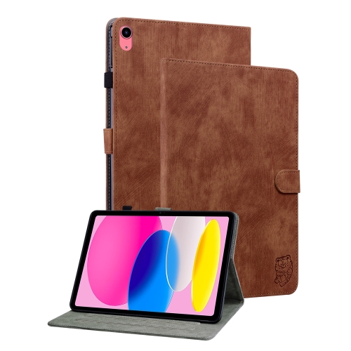 

For iPad 10th Gen 10.9 2022 Tiger Pattern Flip Leather Tablet Case(Brown)