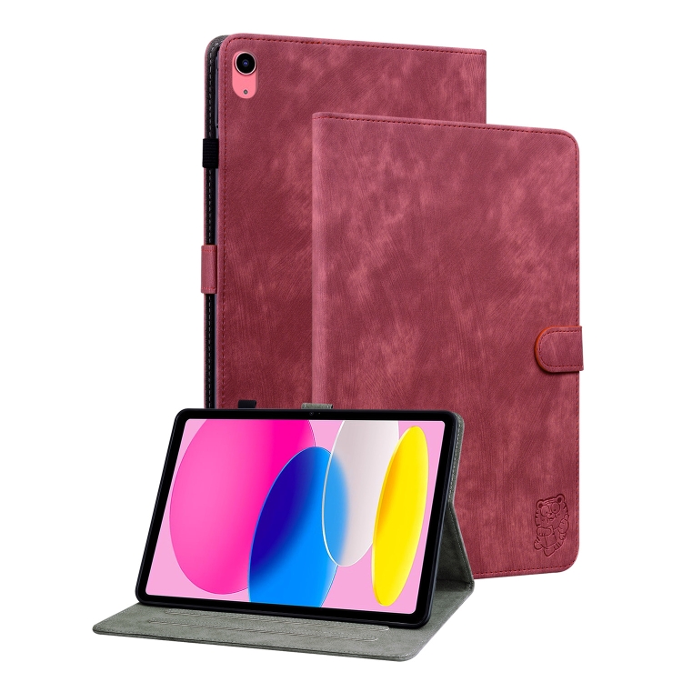 

For iPad 10th Gen 10.9 2022 Tiger Pattern Flip Leather Tablet Case(Red)