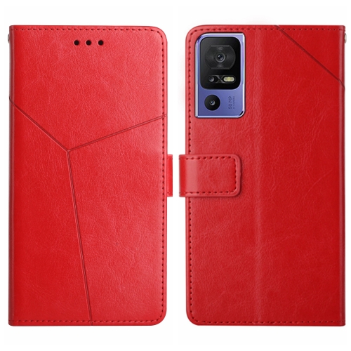 

For TCL 40 SE HT01 Y-shaped Pattern Flip Leather Phone Case(Red)