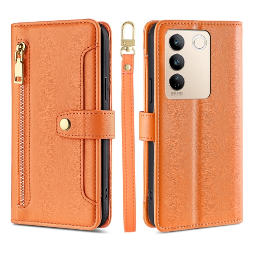 

For vivo S16 / S16 Pro Sheep Texture Cross-body Zipper Wallet Leather Phone Case(Orange)