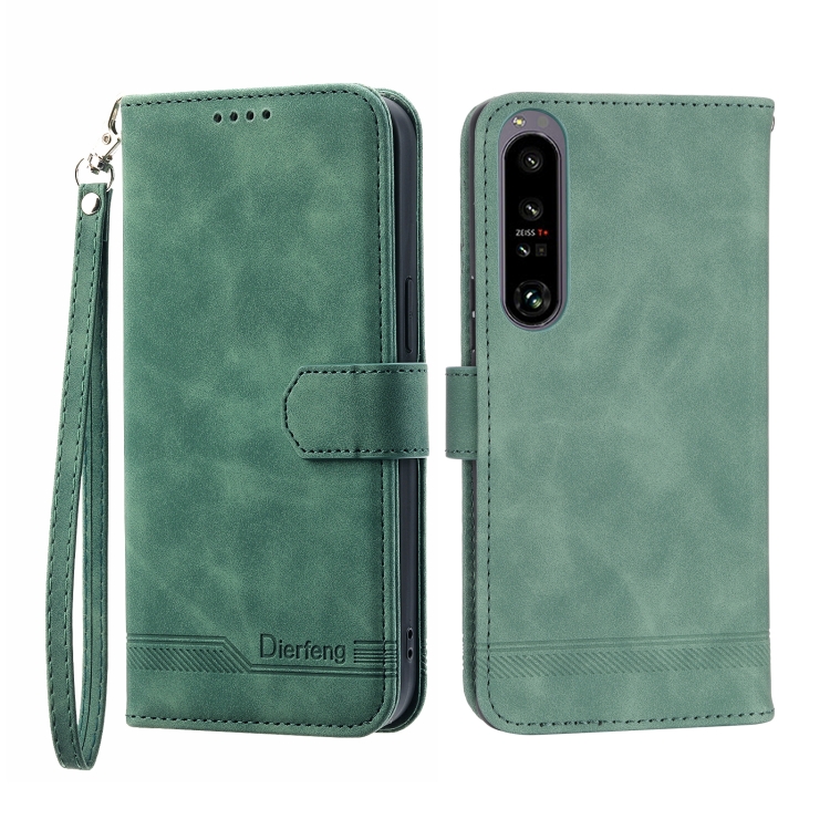 

For Sony Xperia 1 IV Dierfeng Dream Line TPU + PU Leather Phone Case(Green)