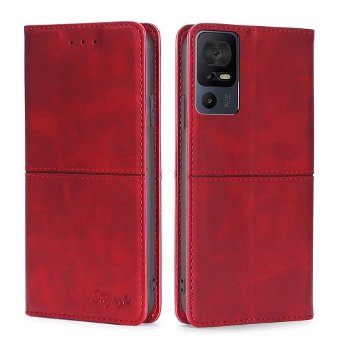 

For TCL 40 SE Cow Texture Magnetic Horizontal Flip Leather Phone Case(Red)