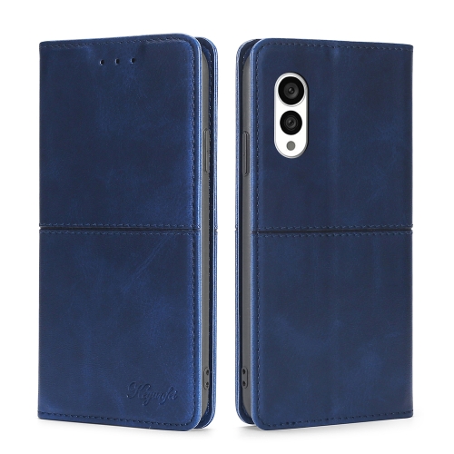 

For Fujitsu Arrows N F-51C Cow Texture Magnetic Horizontal Flip Leather Phone Case(Blue)