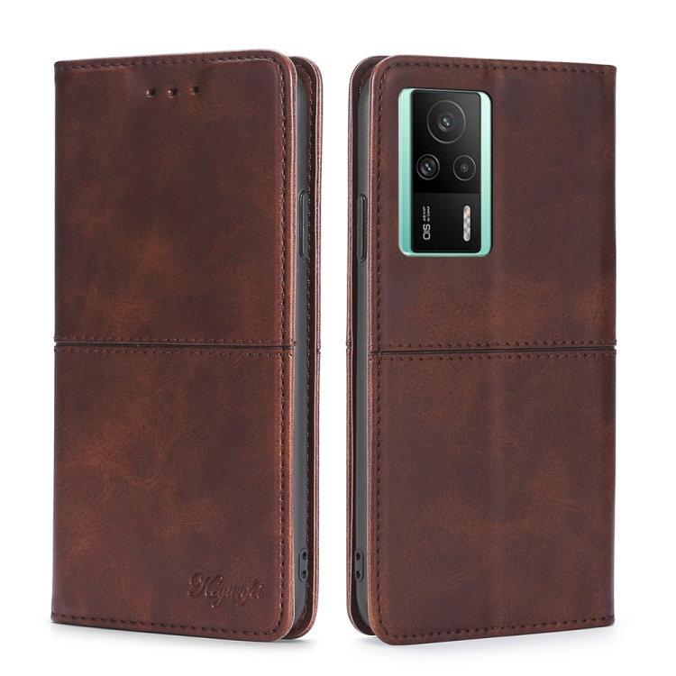 

For Xiaomi Redmi K60E Cow Texture Magnetic Horizontal Flip Leather Phone Case(Dark Brown)