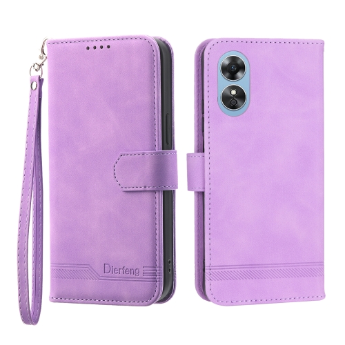 

For OPPO A17 Dierfeng Dream Line TPU + PU Leather Phone Case(Purple)