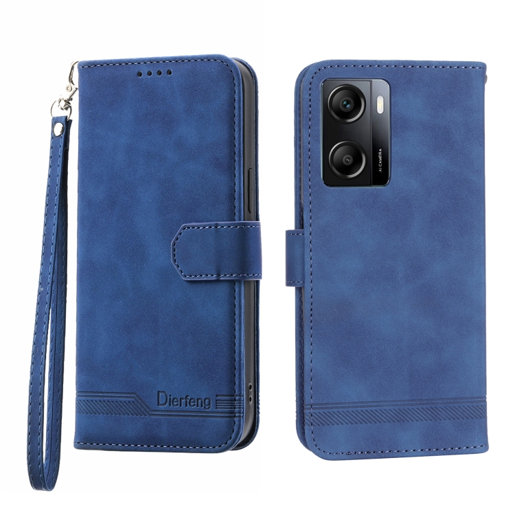 

For OPPO A57 4G Dierfeng Dream Line TPU + PU Leather Phone Case(Blue)