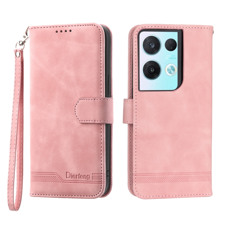 

For OPPO Reno8 Pro Dierfeng Dream Line TPU + PU Leather Phone Case(Pink)