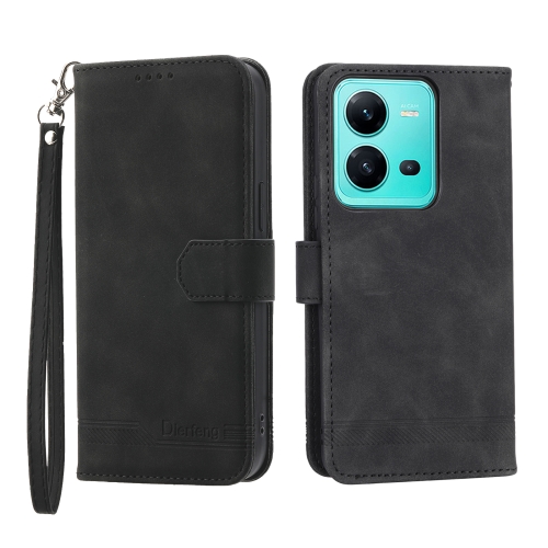 

For vivo V25 Dierfeng Dream Line TPU + PU Leather Phone Case(Black)