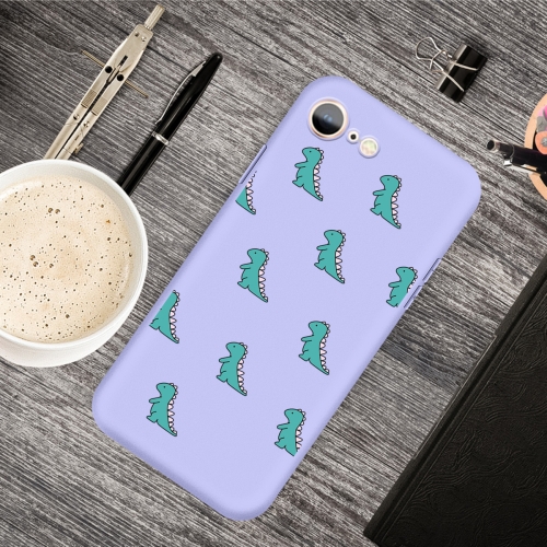 

For iPhone SE 2022 / SE 2020 / 8 / 7 Cartoon Animal Pattern Shockproof TPU Protective Case(Purple Dinosaurs)