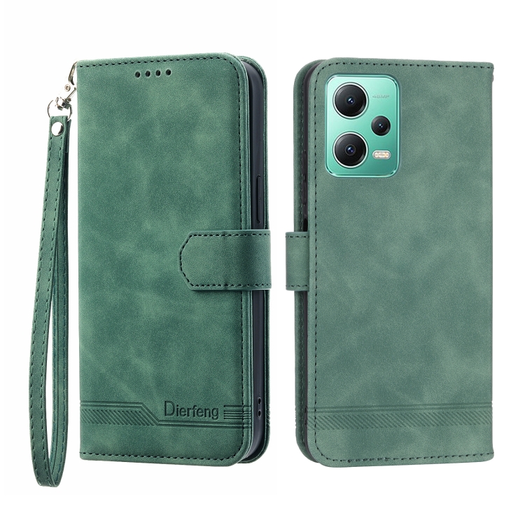 

For Xiaomi Redmi Note 12 Global Dierfeng Dream Line TPU + PU Leather Phone Case(Green)
