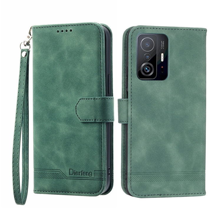 

For Xiaomi Redmi 11T / 11T Pro Dierfeng Dream Line TPU + PU Leather Phone Case(Green)