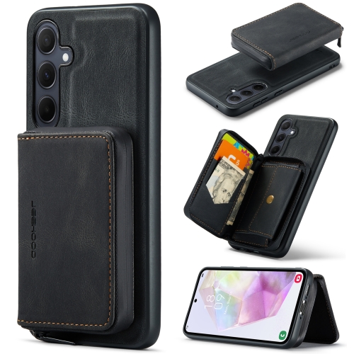

For Samsung Galaxy A35 5G JEEHOOD Magnetic Zipper Horizontal Flip Leather Phone Case(Black)