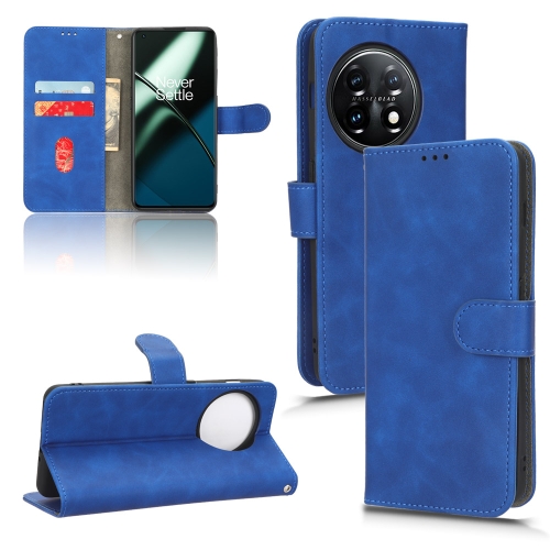 

For OnePlus 11 Skin Feel Magnetic Flip Leather Phone Case(Blue)