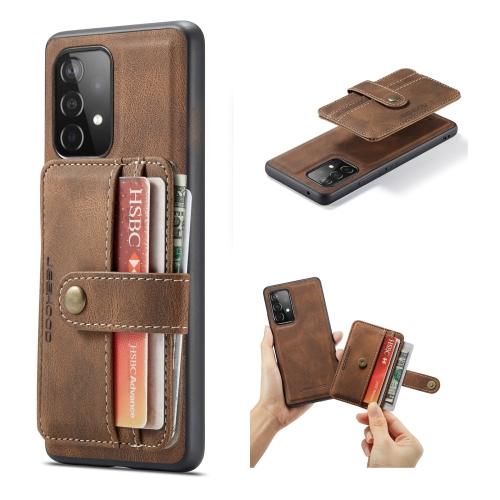 

For Samsung Galaxy A73 5G JEEHOOD RFID Blocking Anti-Theft Magnetic Phone Case(Brown)