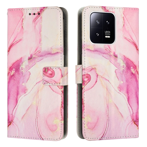 

For Xiaomi 13 Pro Painted Marble Pattern Leather Phone Case(Rose Gold)