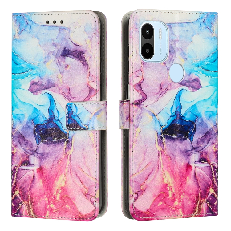 

For Xiaomi Redmi A1+ Painted Marble Pattern Leather Phone Case(Pink Purple)