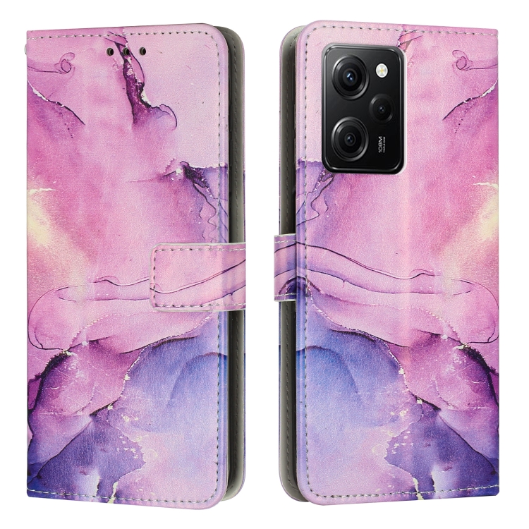 

For Xiaomi Redmi Note 12 Pro Speed / Poco X5 Pro 5G Painted Marble Pattern Leather Phone Case(Purple)