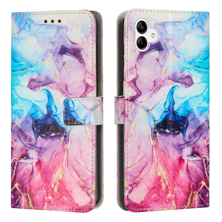 

For Samsung Galaxy A04e / F04 Painted Marble Pattern Leather Phone Case(Pink Purple)