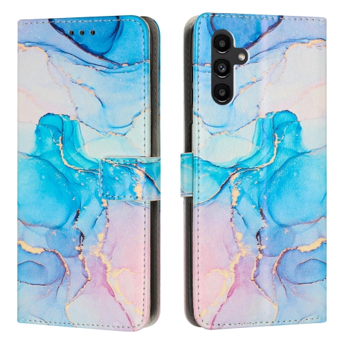 

For Samsung Galaxy A54 Painted Marble Pattern Leather Phone Case(Pink Green)
